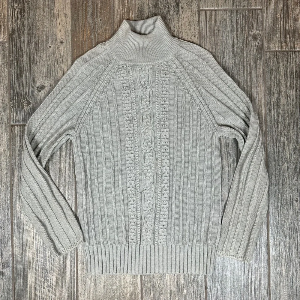 Karen Scott‎ Womens Cable Knit Turtleneck Sweater Small Pullover Knitwear